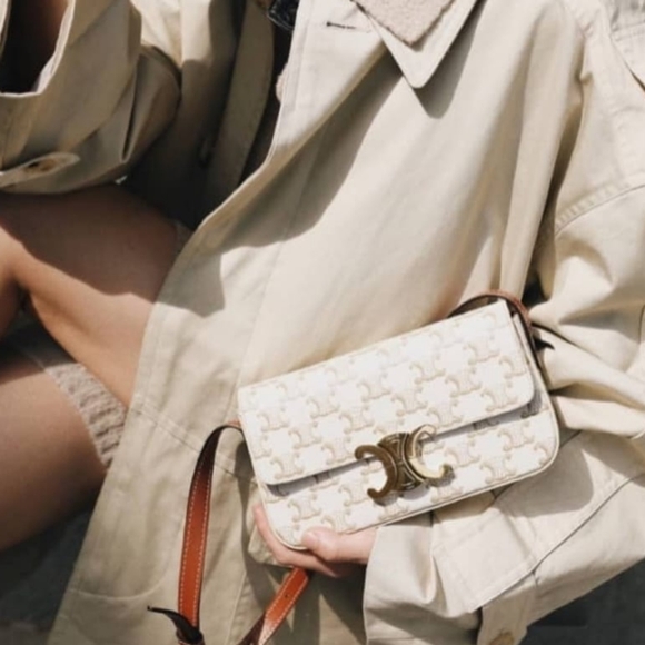 Brand New! Authenticated Celine Triomphe Claude Coated Canvas Shoulder Bag - Picture 4 of 16